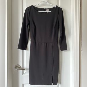 Dynamite Black Dress for Work and Office 3/4 Sleeve Mini Dress with Slit